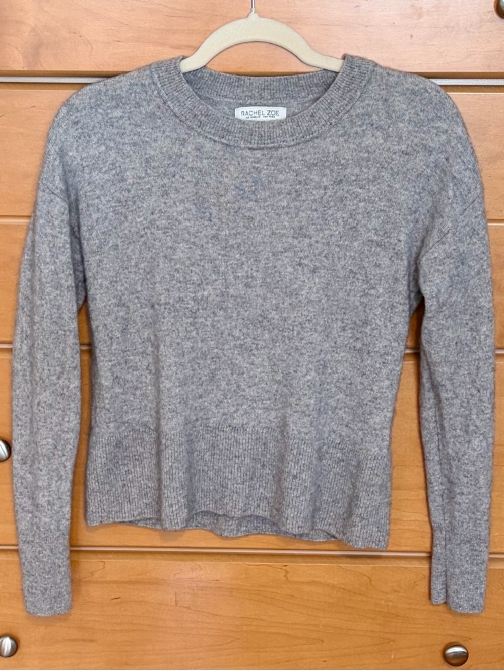Rachel Zoe Grey 100% Cashmere Crewneck Sweater